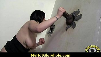 I sneak black bj as i fuck husband thrue gloryhole 26