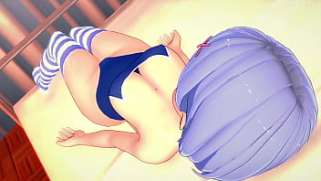 Rem viste su bañador y esta lista para jugar con una gran polla