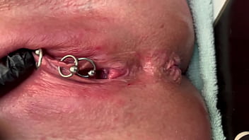 Pierced Clit Hard Rubbing In Latex Gloves And Hard Stream Pee thumbnail