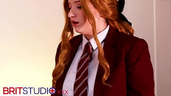 British 18 year old redhead student fucks her tight cunt