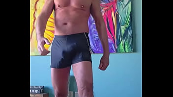 Pervy papifachero loves how these muscle alive shorts grab his cock and cum tanks woof they were supposed to be for the
