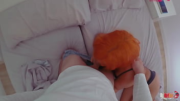 Sexy stepmom shares bed with stepson and masturbates next to him