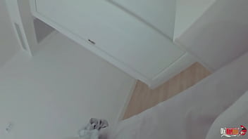 Sexy stepmom shares bed with stepson and masturbates next to him