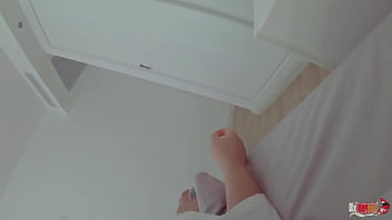 Sexy stepmom shares bed with stepson and masturbates next to him