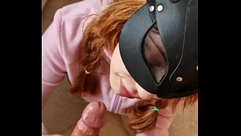 Spanish girl fucking and sucking in the kitchen blowjob pussy fuck big ass slut redhead