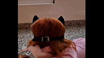 Spanish girl fucking and sucking in the kitchen blowjob pussy fuck big ass slut redhead