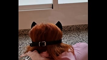 Spanish girl fucking and sucking in the kitchen blowjob pussy fuck big ass slut redhead