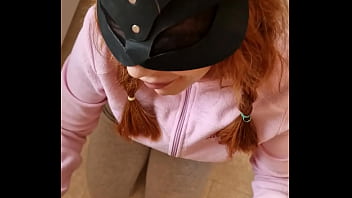 Spanish girl fucking and sucking in the kitchen blowjob pussy fuck big ass slut redhead