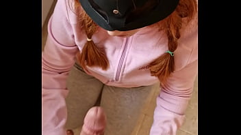 Spanish girl fucking and sucking in the kitchen blowjob pussy fuck big ass slut redhead