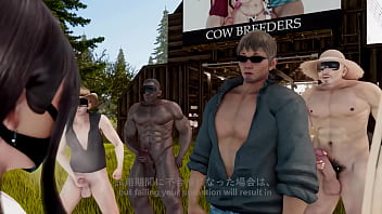 Follando en una granja con chicas vestidas de vaca omg