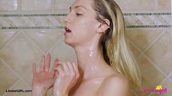 Dreamy golden haired beauty enjoyed a sensual bath