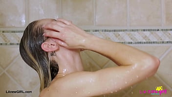 Dreamy golden haired beauty enjoyed a sensual bath