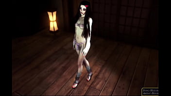 Shy horny nezuko teases you with her young body to warm each other at night