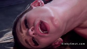 Strapped brunette hottie anal fucked