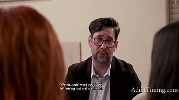 Busty ginger step mom gives her brunette teen a important experience that will help decide dicks vs pussies