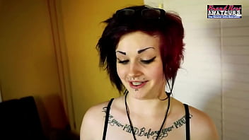 Marci spreads her light skin legs & lets that guy to vibe her cunt