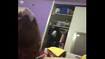 She swallows his whole cock and smiles doing it