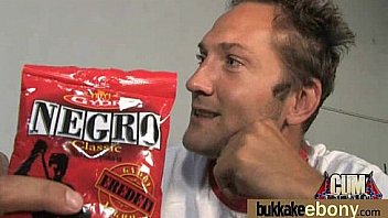 Ebony gets fucked in all holes by a group of white dudes 1