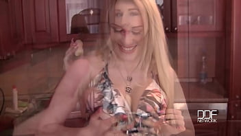 Cramming knockers busty angel gets cum on her tits