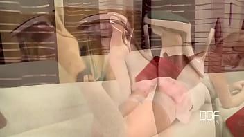 Pretty blonde stretches her legs