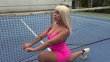 I was supposed to practice my serve but ended up swallowing his entire cock