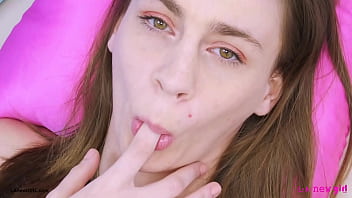 Sweet and sultry brunette naked close up