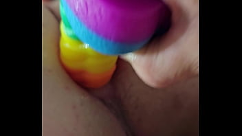 Rainbow dildo anal