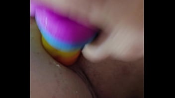 Rainbow dildo anal