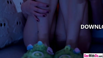 Hot stepsis and hot teen enjoyed rough pussy fucking after babes gave a blowjob