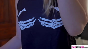 Hot stepsis and hot teen enjoyed rough pussy fucking after babes gave a blowjob