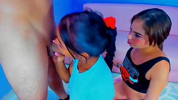 Little sister's best friend wants to try and gives deep blowjobs