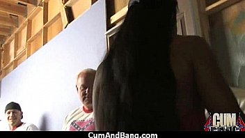 Amateur ebony interracial group sex with facial 15