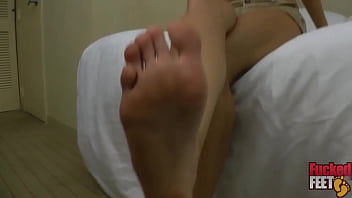 Philly jhon covers megan sweetz's sexy feet in his warm man fluids