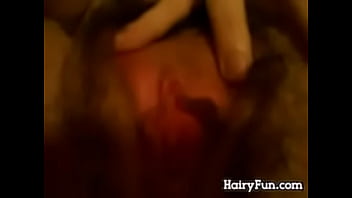 Hairy pussy getting rubbed close up