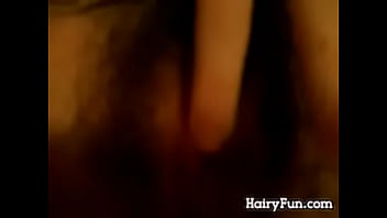 Hairy pussy getting rubbed close up