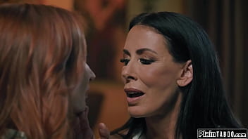 The demonic twins shay sights and reagan foxx hunger for more as they are invited in by lexi luna n sophia stepson walks in and is shocked