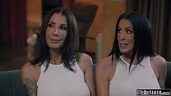 The demonic twins shay sights and reagan foxx hunger for more as they are invited in by lexi luna n sophia stepson walks in and is shocked