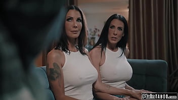 The demonic twins shay sights and reagan foxx hunger for more as they are invited in by lexi luna n sophia stepson walks in and is shocked