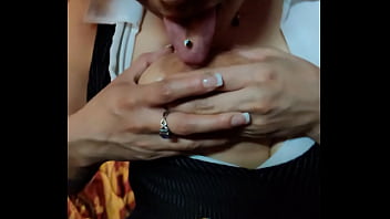 Sucking on my breast Sucking on my breast