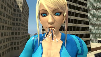 Giantess samus eats random women