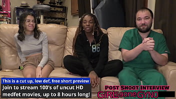 The doctor's new scrubs giggles