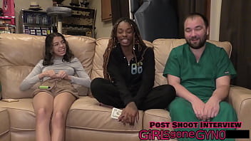 The doctor's new scrubs giggles