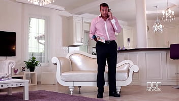 Hungarian babe takes load doggy style on curvy ass