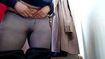 Mother in law teases son in law with her lustful fitting room video with anal plug in sweet hole and masturbation