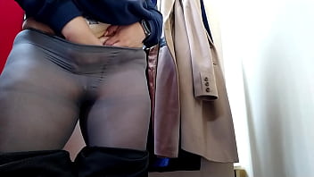 Mother in law teases son in law with her lustful fitting room video with anal plug in sweet hole and masturbation