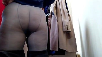 Mother in law teases son in law with her lustful fitting room video with anal plug in sweet hole and masturbation