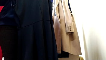 Mother in law teases son in law with her lustful fitting room video with anal plug in sweet hole and masturbation