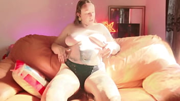 Pussy play with huge black dildo