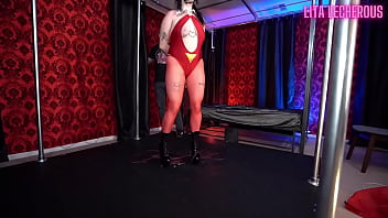 Vampirella struggles to escape hogtie