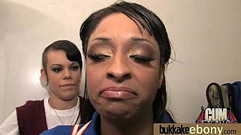 Ebony cum slut hottie bukkake party 13